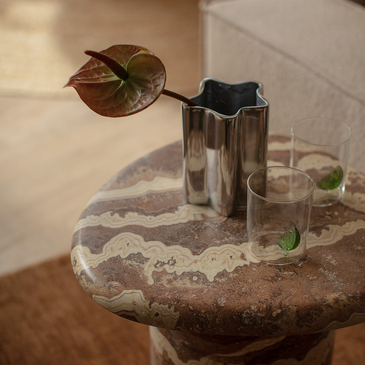 Table d'appoint Azzurra (finition Onyx Tigre)