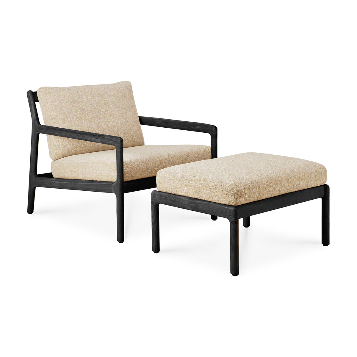 Repose-pieds d'extérieur en tissu Jack (teck noir, naturel)