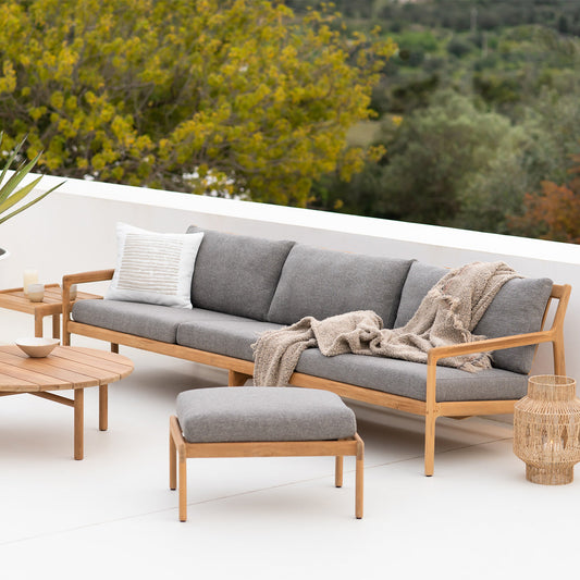 Repose-pieds d'extérieur en tissu Jack (teck, moka)