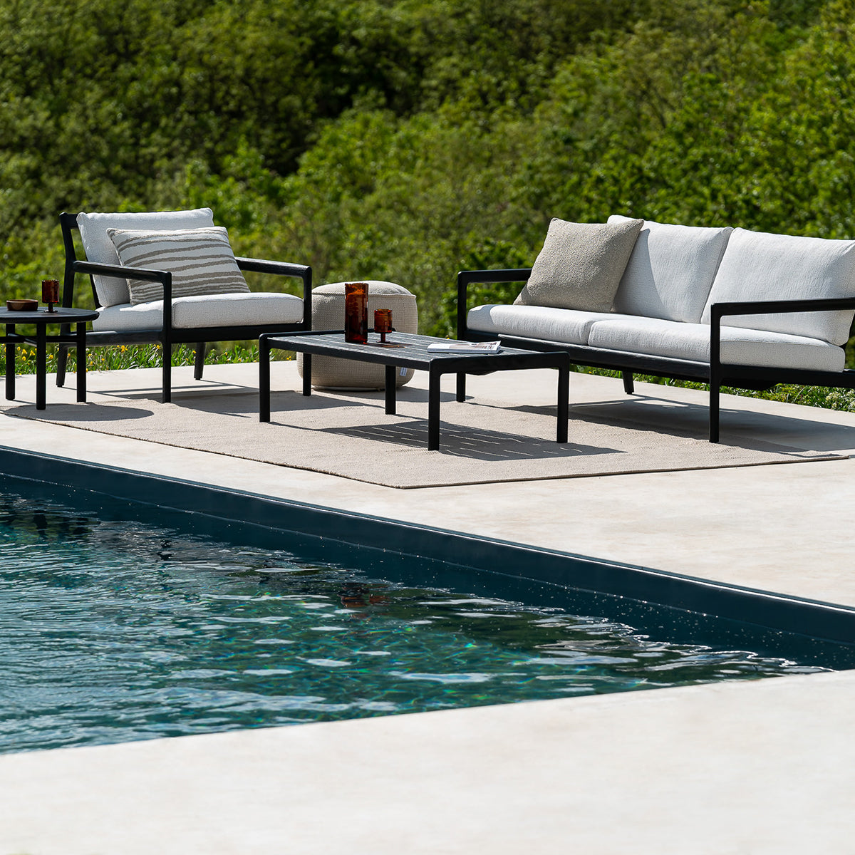 Repose-pieds d'extérieur Jack en tissu (teck, naturel)