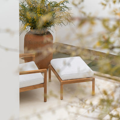 Repose-pieds d'extérieur Jack en tissu (teck, blanc cassé)