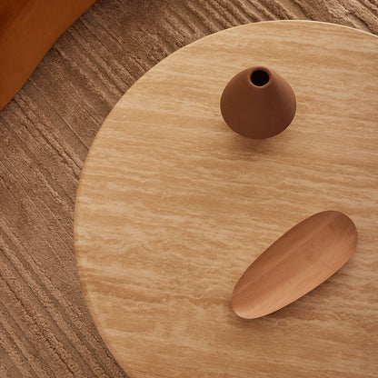 Table basse Cosmos (noyer, travertin, 85 cm)