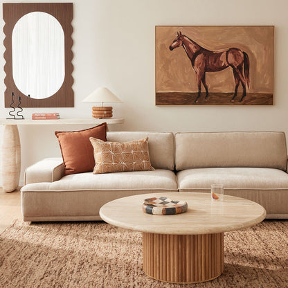 Table basse Cosmos (chêne, travertin, 100 cm)