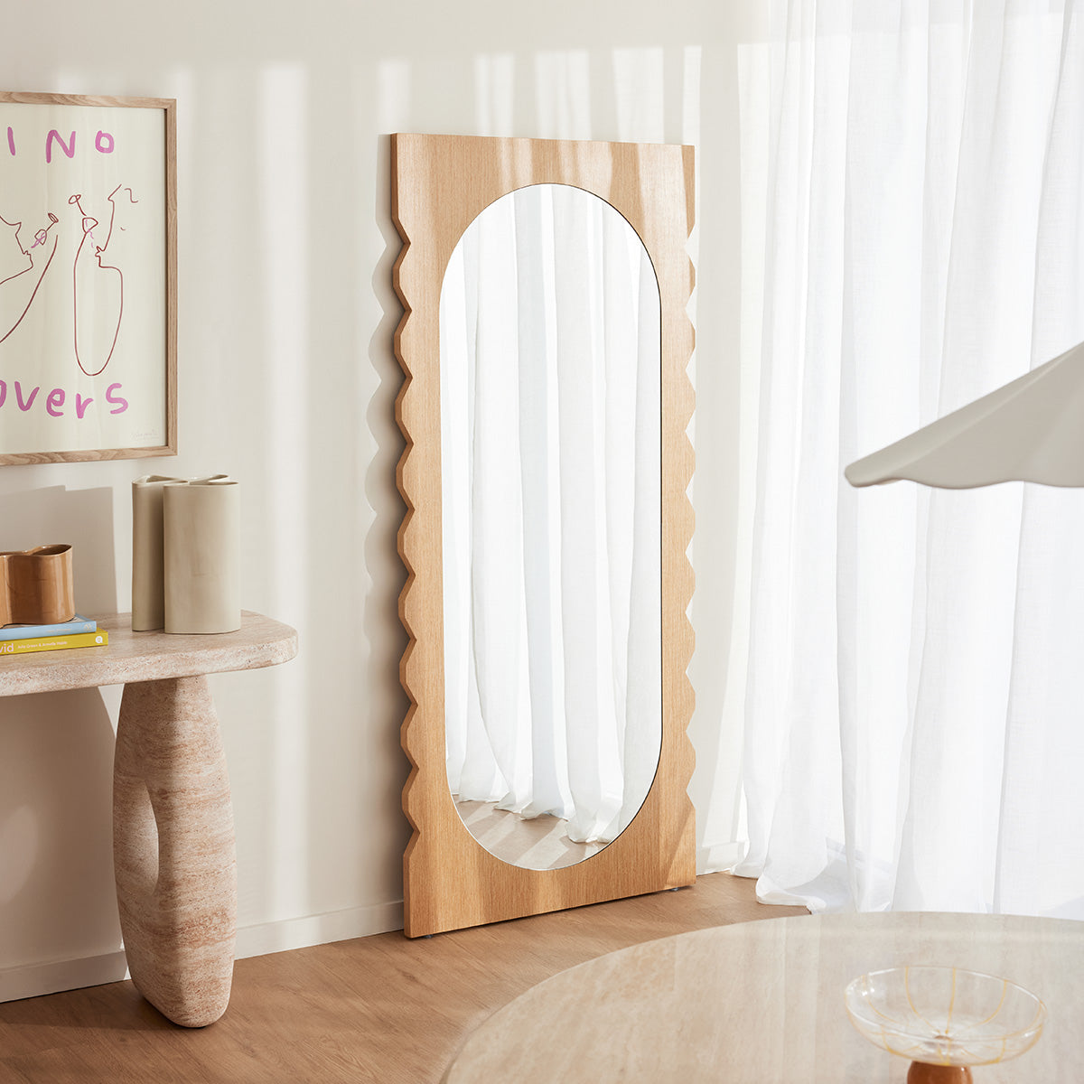 Miroir de sol en chêne Azzurra