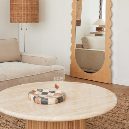 Table basse Cosmos (chêne, travertin, 100 cm)