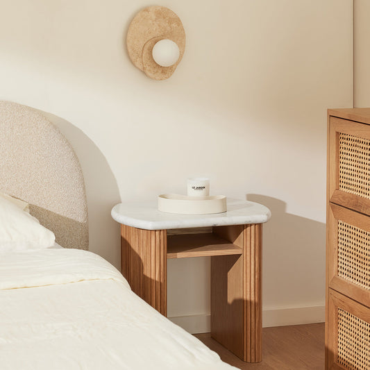 Table de chevet ovale Noir (chêne, marbre)