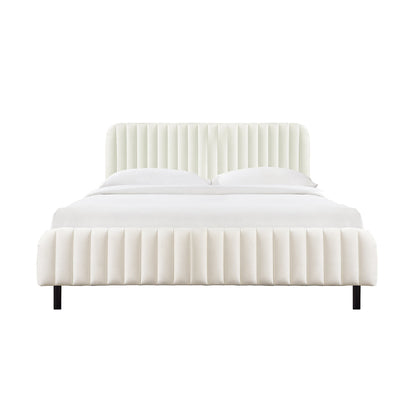 Lit King Size en velours Naomi (crème)