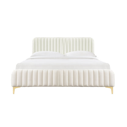 Lit King Size en velours Naomi (crème)