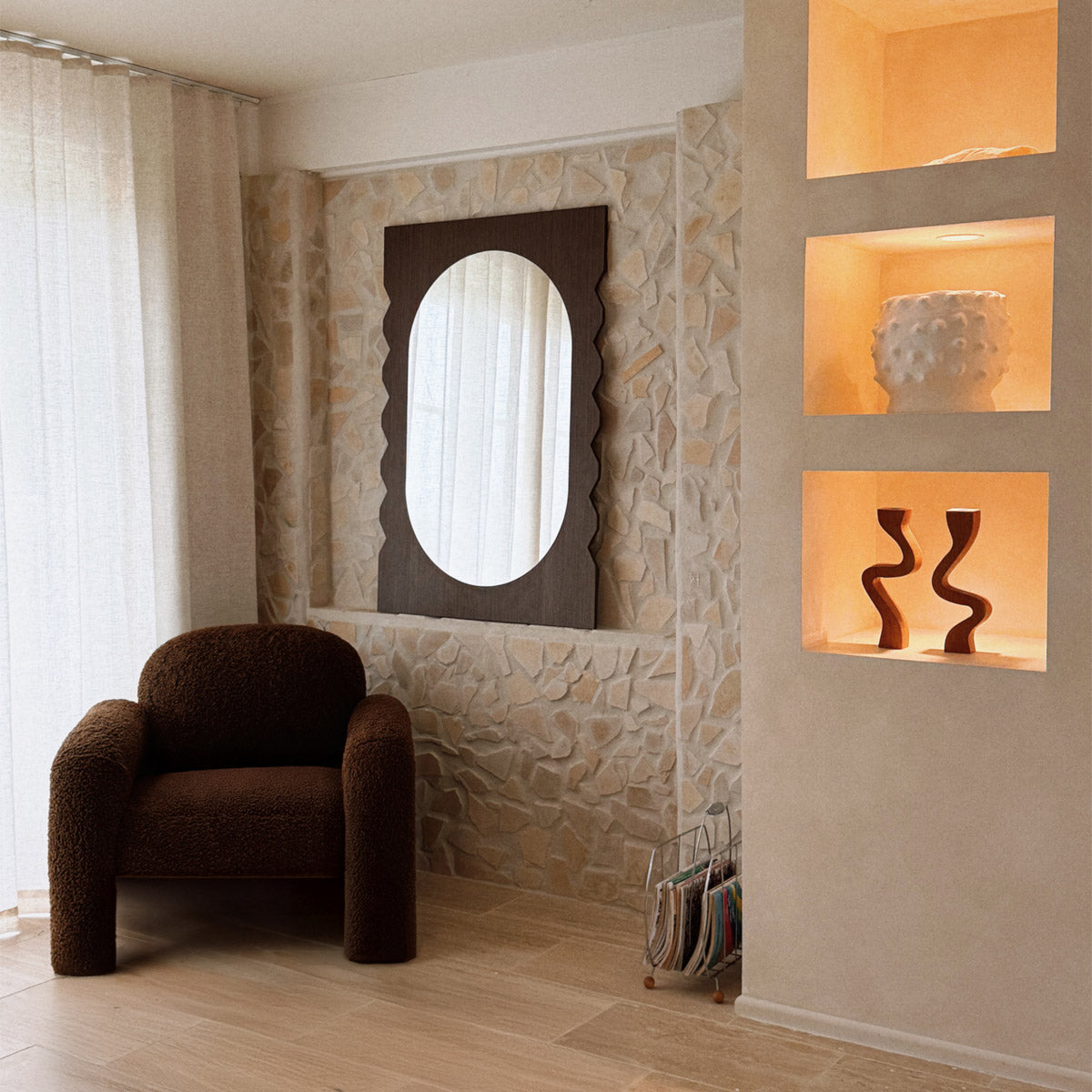 Miroir mural en noyer Azzurra