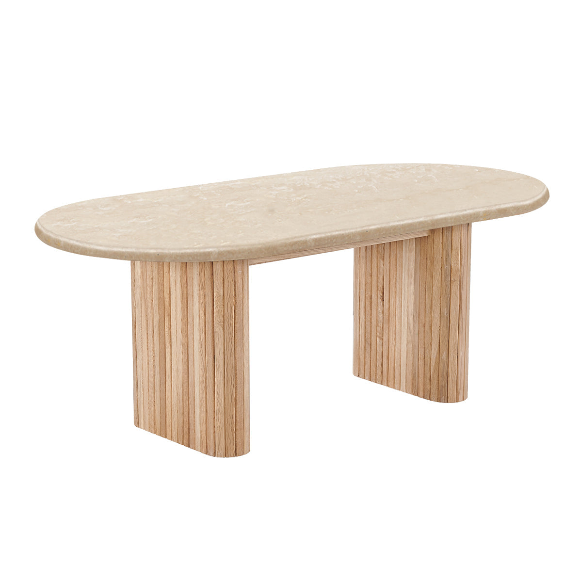 Table basse ovale Noir (chêne, travertin, 120 cm)