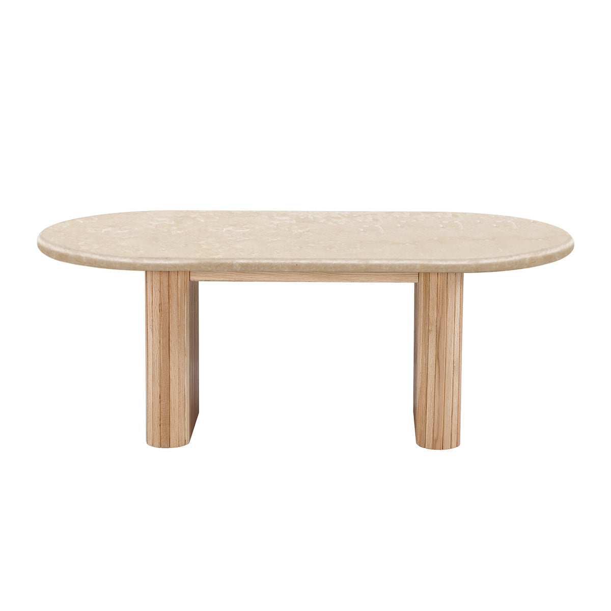 Table basse ovale Noir (chêne, travertin, 120 cm)