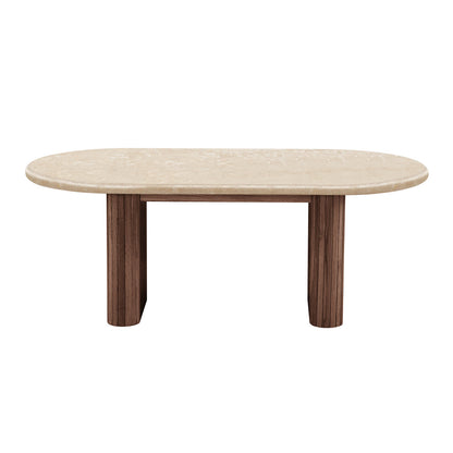 Table basse ovale Noir (noyer, travertin, 120 cm)