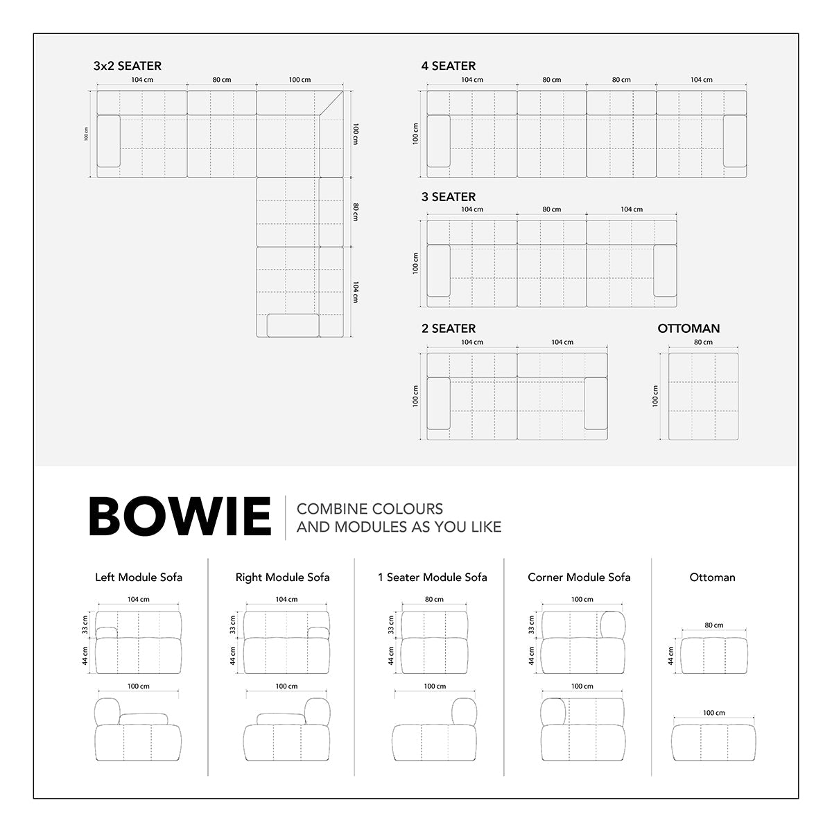 Canapé d'angle modulaire 5 places Bowie