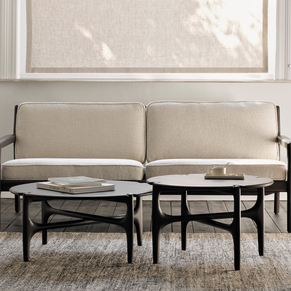 Canapé 3 places en tissu Jack (acajou, marron foncé, ivoire)