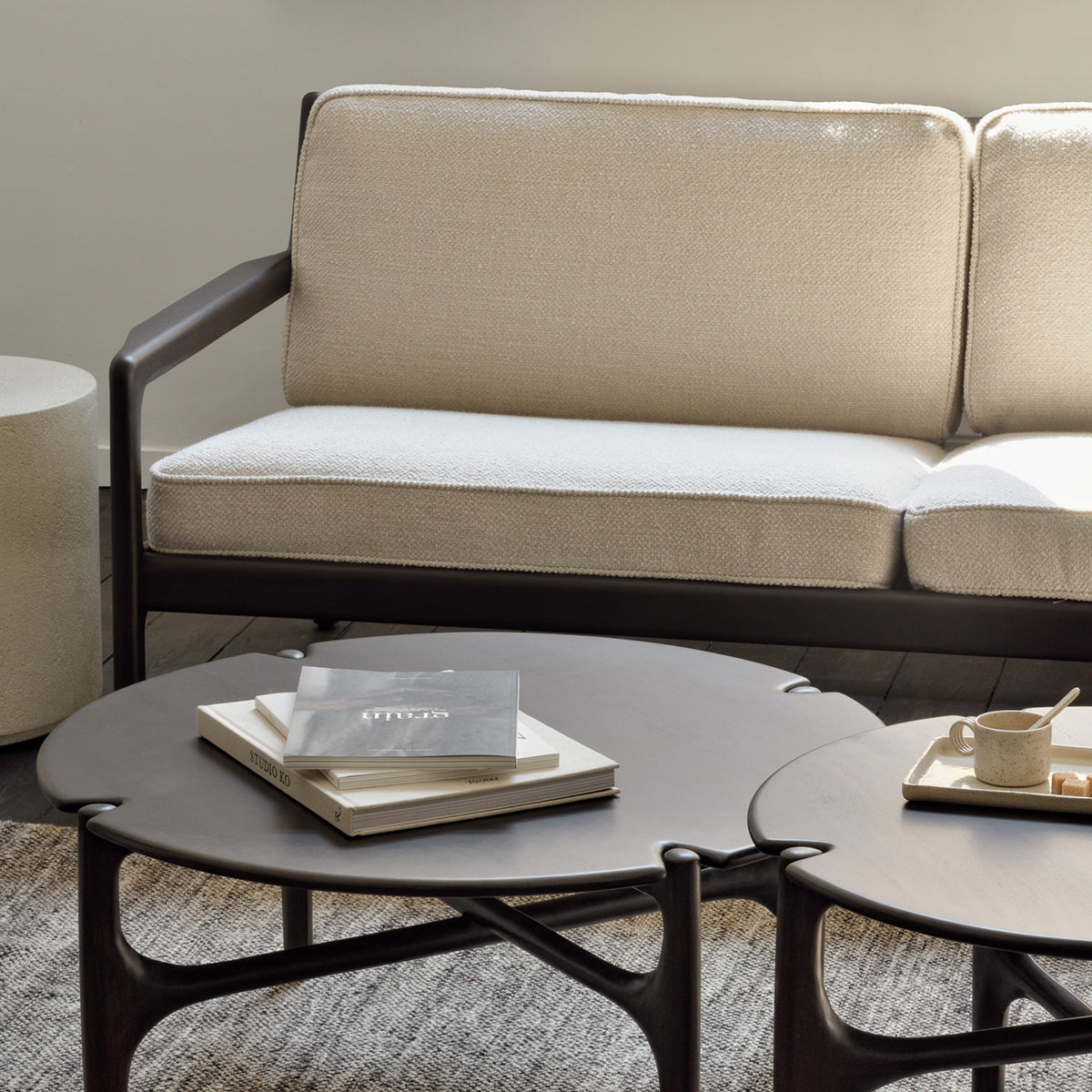 Canapé 3 places en tissu Jack (acajou, marron foncé, ivoire)