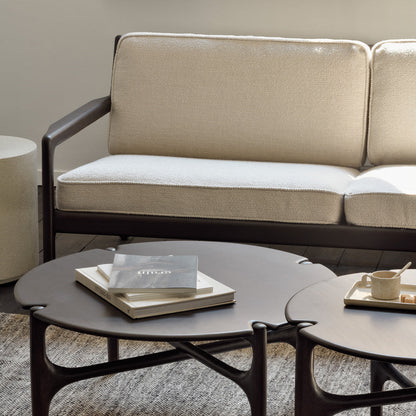 Canapé 3 places en tissu Jack (acajou, marron foncé, ivoire)