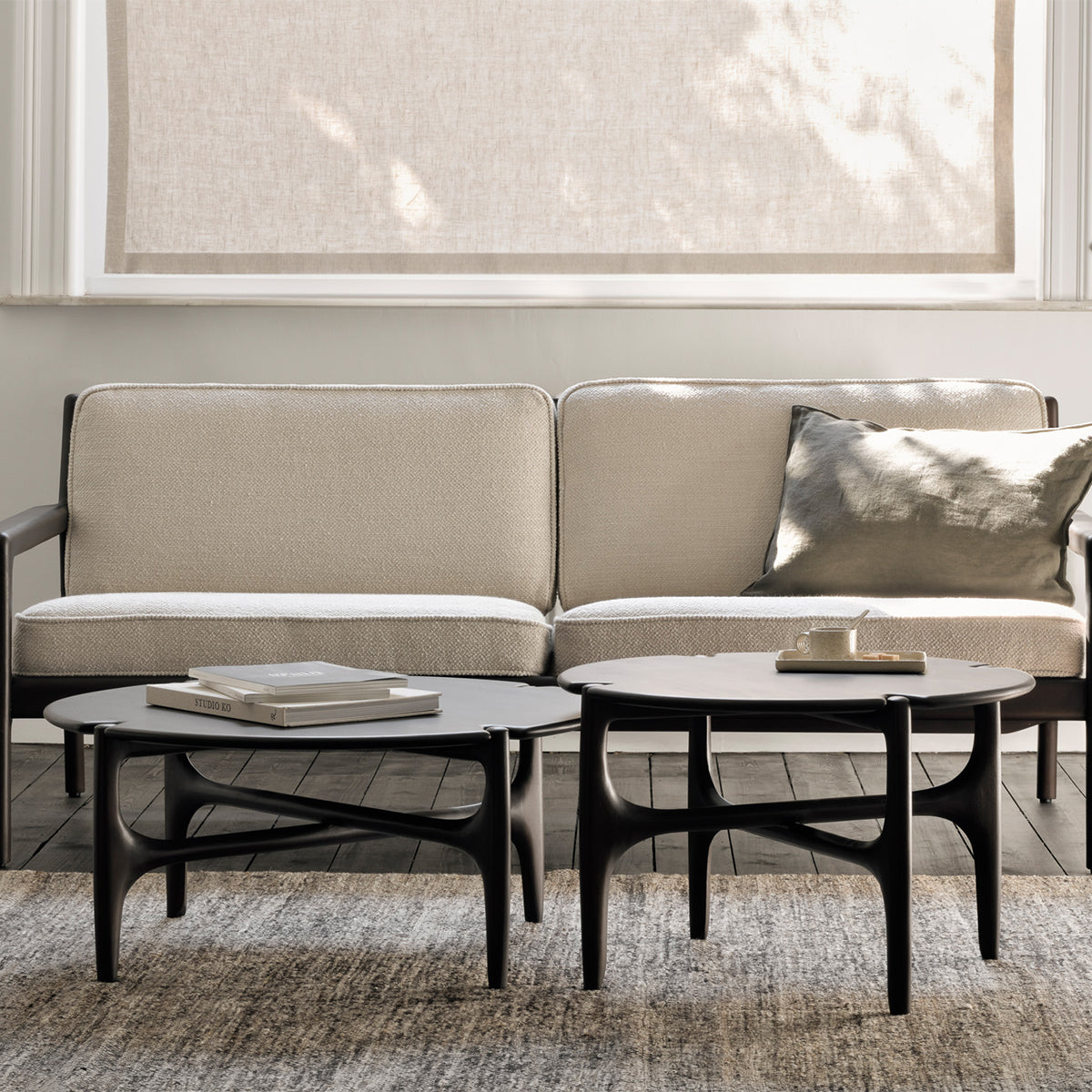 Canapé 3 places en tissu Jack (acajou, marron foncé, ivoire)