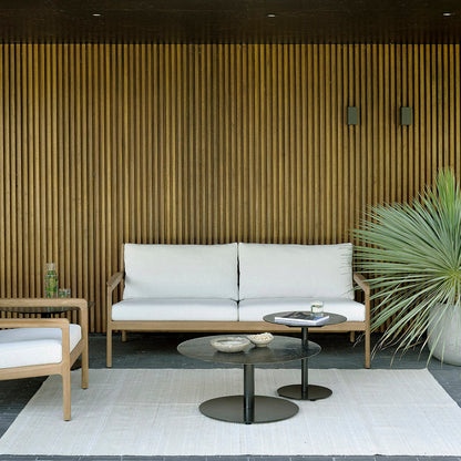 Canapé d'extérieur Jack 3 places en tissu (teck, blanc cassé)