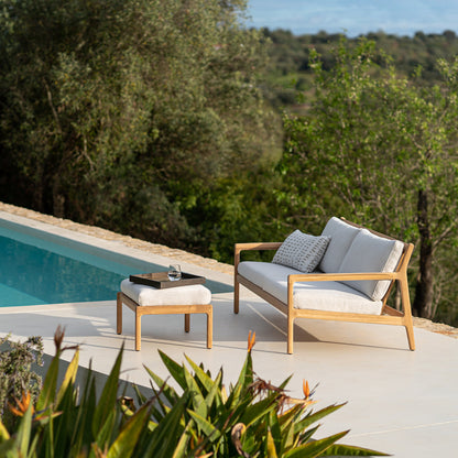 Canapé d'extérieur Jack 3 places en tissu (teck, blanc cassé)