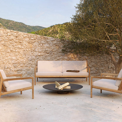 Canapé d'extérieur Jack 3 places en tissu (teck, blanc cassé)