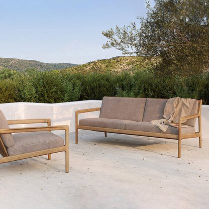 Canapé d'extérieur Jack 3 places en tissu (teck, moka)