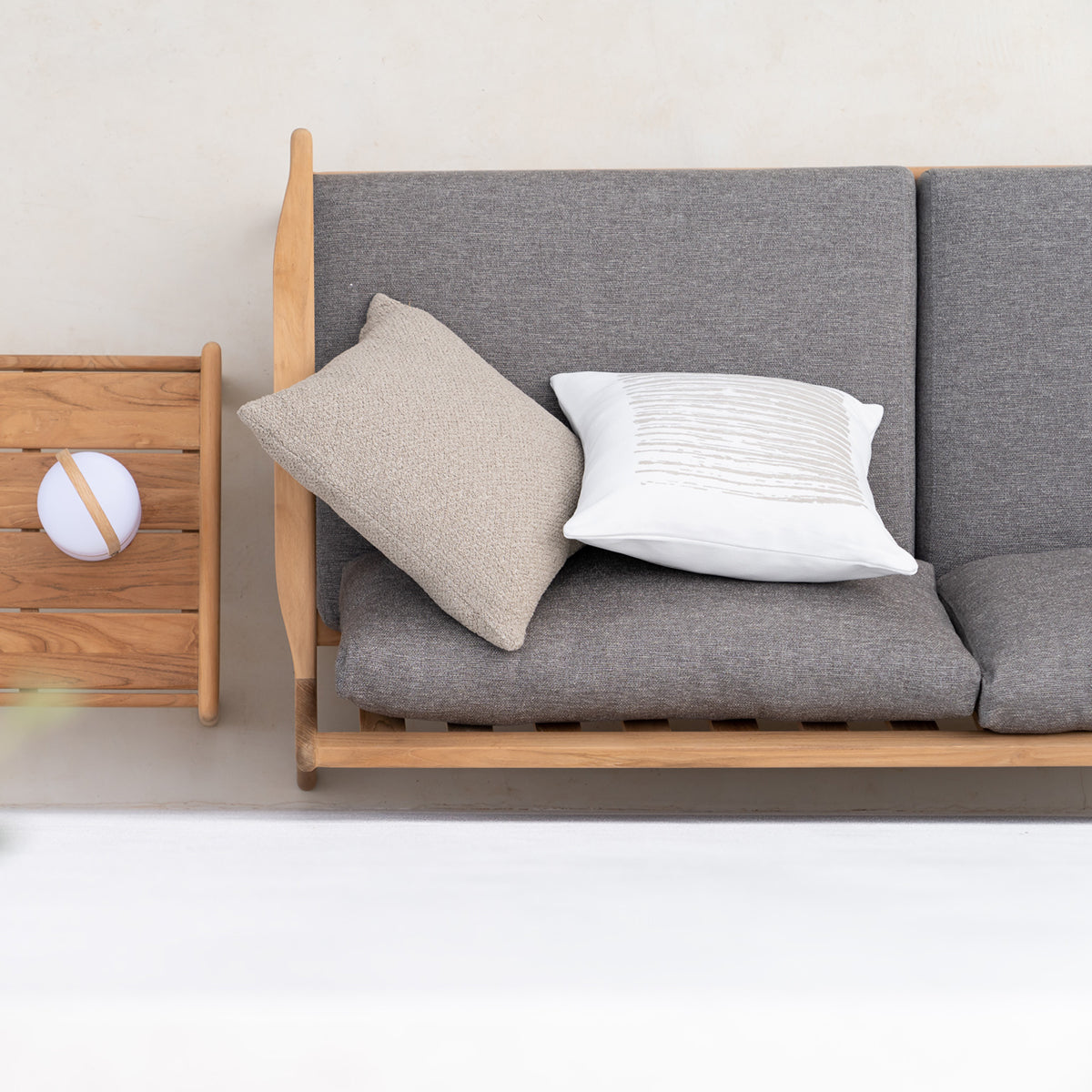 Canapé d'extérieur Jack 3 places en tissu (teck, moka)