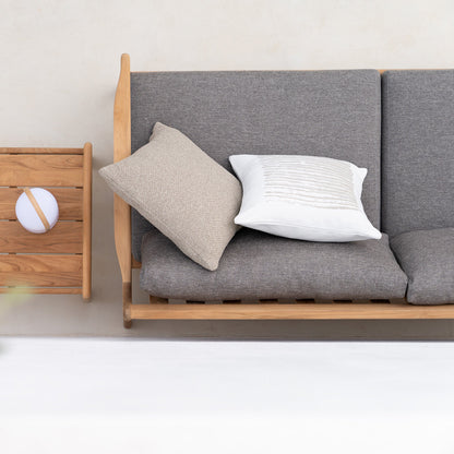 Canapé d'extérieur Jack 3 places en tissu (teck, moka)