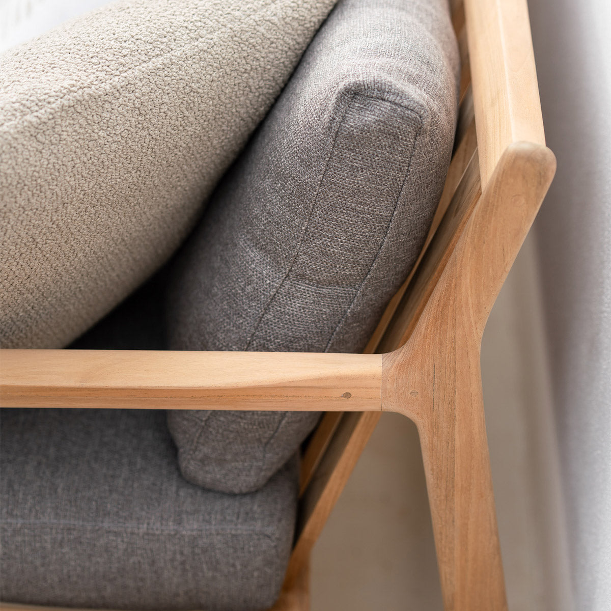 Canapé d'extérieur Jack 3 places en tissu (teck, moka)