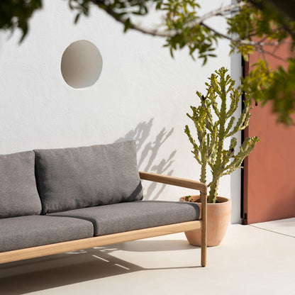 Canapé d'extérieur Jack 3 places en tissu (teck, moka)