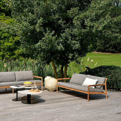 Canapé d'extérieur Jack 3 places en tissu (teck, moka)