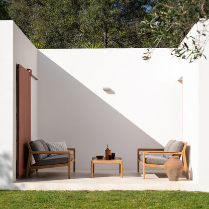 Canapé d'extérieur Jack 3 places en tissu (teck, moka)