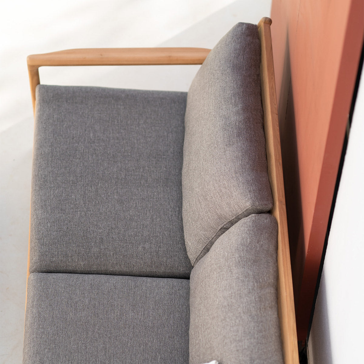 Canapé d'extérieur Jack 3 places en tissu (teck, moka)