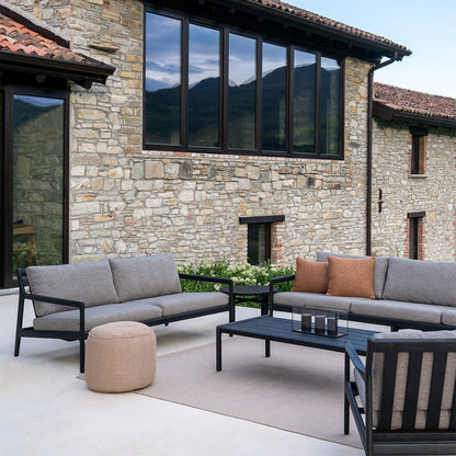 Canapé d'extérieur Jack en tissu 4 places (teck noir, moka)