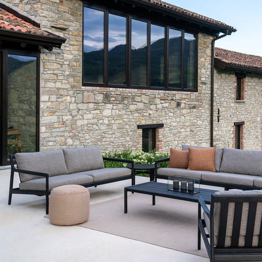 Canapé d'extérieur Jack en tissu 4 places (teck noir, moka)