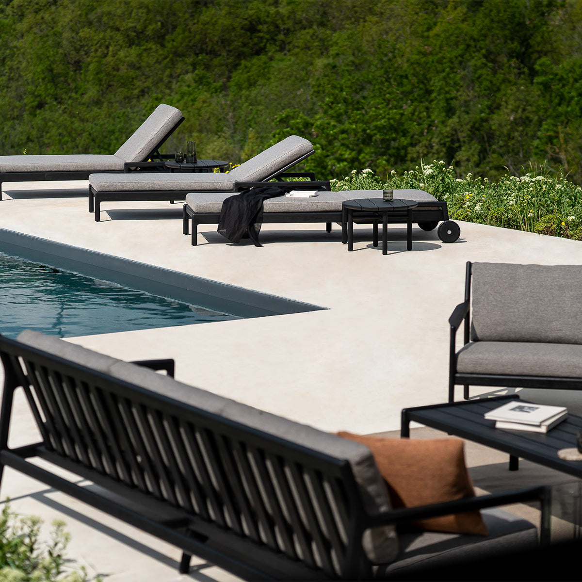 Canapé d'extérieur Jack en tissu 4 places (teck noir, moka)