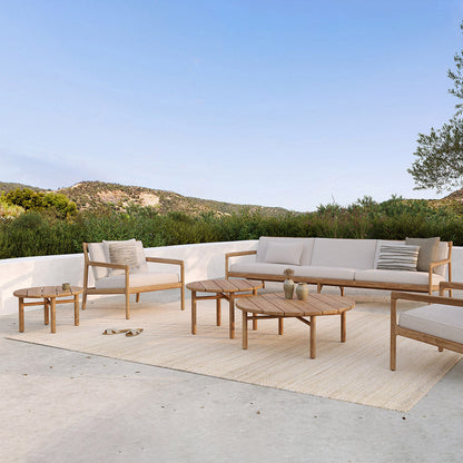 Canapé d'extérieur Jack 4 places en tissu (teck, blanc cassé)