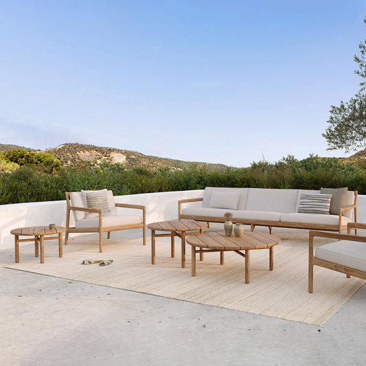 Canapé d'extérieur Jack 4 places en tissu (teck, blanc cassé)