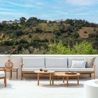 Canapé d'extérieur Jack 4 places en tissu (teck, blanc cassé)