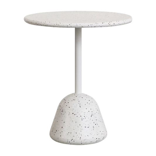 Table à manger d'extérieur ronde Saura (blanche, 70 cm)