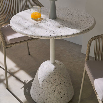 Table à manger d'extérieur ronde Saura (blanche, 70 cm)