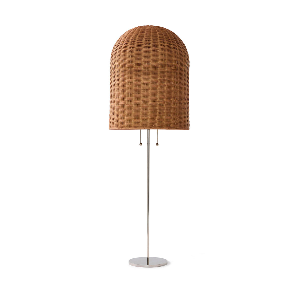 Lampadaire Bell (Chrome / Rotin Naturel)