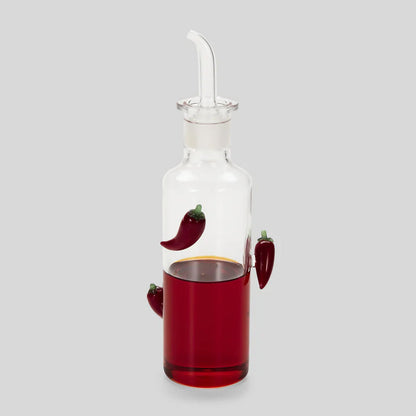 La bouteille de piment (transparente, rouge)